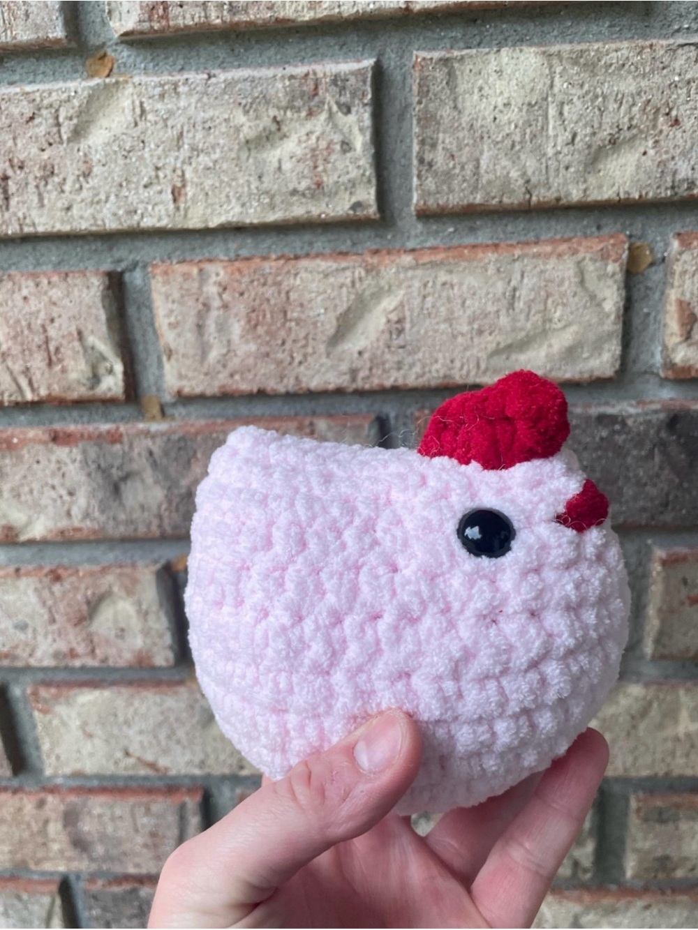Plush Pink Chick Squeaky Toy with Red Comb